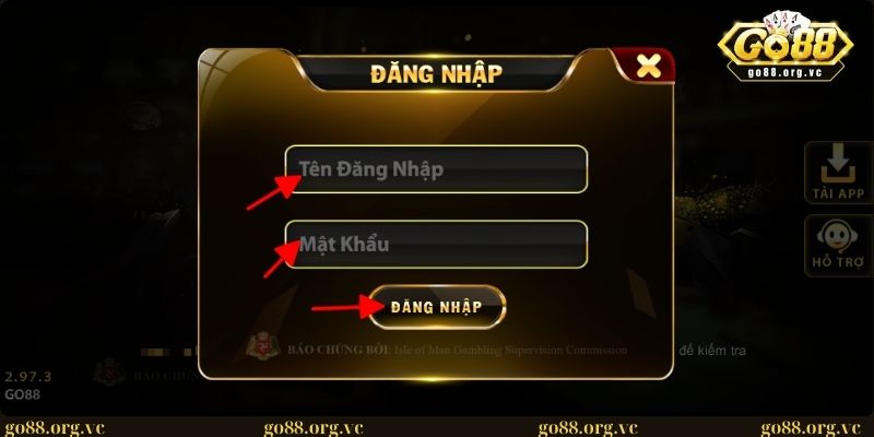 Hướng dẫn đăng nhập GO88 chỉ với 3 giây nhanh chóng 2 Giao diện đăng nhập vào hệ thống GO 88 đơn giản